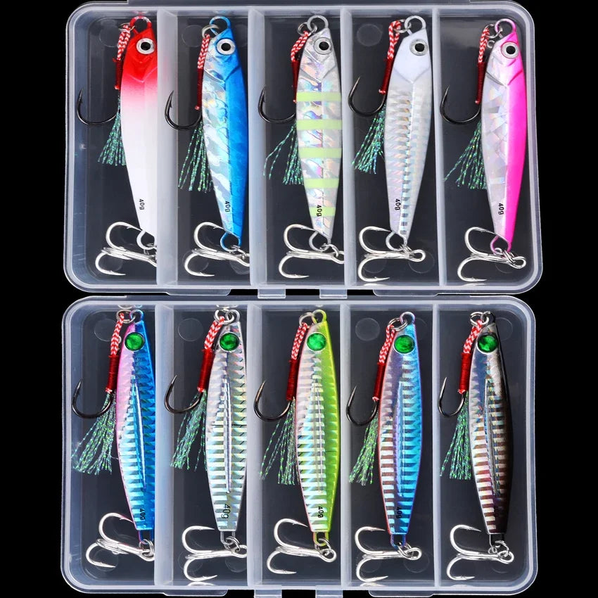 5pcs Metal Jig Fishing Lures – Saltwater Hard Bait Fishing Set