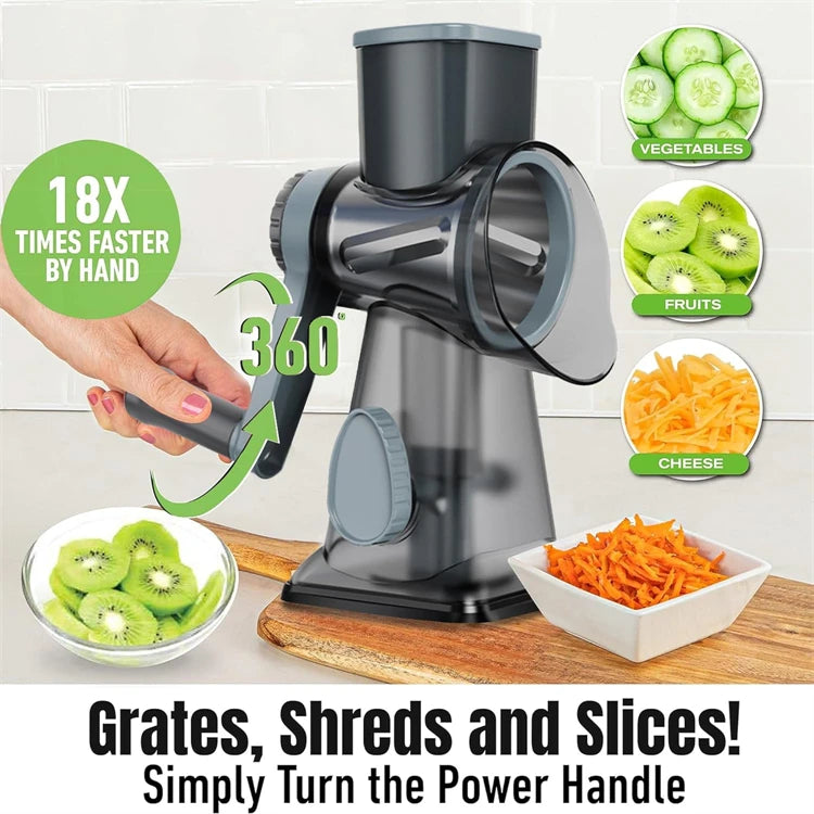 3 in 1 Rotary Cheese Grater Ve3-in-1 Rotary Cheese Grater & Vegetable Slicer
