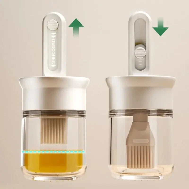 1pc Oil Dispenser Bottle with Silicone Brush – Refillable Cooking & BBQ Basting Bottle