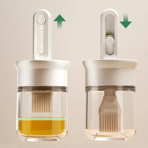1pc Oil Dispenser Bottle with Silicone Brush – Refillable Cooking & BBQ Basting Bottle
