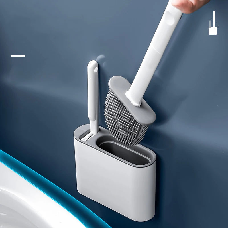 Silicone Toilet Brush with Flexible Head – Wall Mounted Bathroom Cleaner