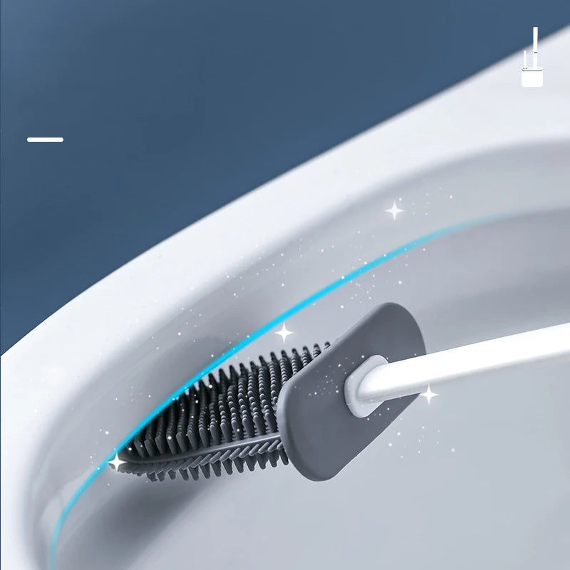 Silicone Toilet Brush with Flexible Head – Wall Mounted Bathroom Cleaner