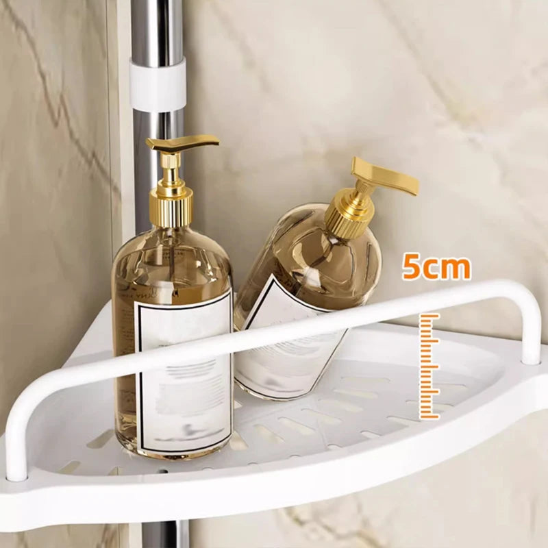 Adjustable 4-Tier Corner Shower Caddy | Tension Pole Bathroom Storage Rack