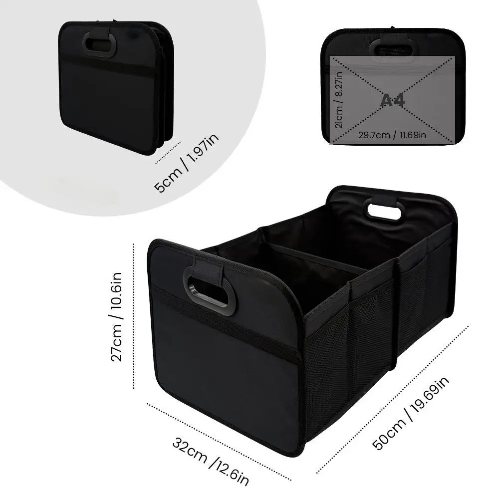 40L Foldable Car Boot Storage Organiser | Heavy-Duty Trunk Storage Box with Side Pockets