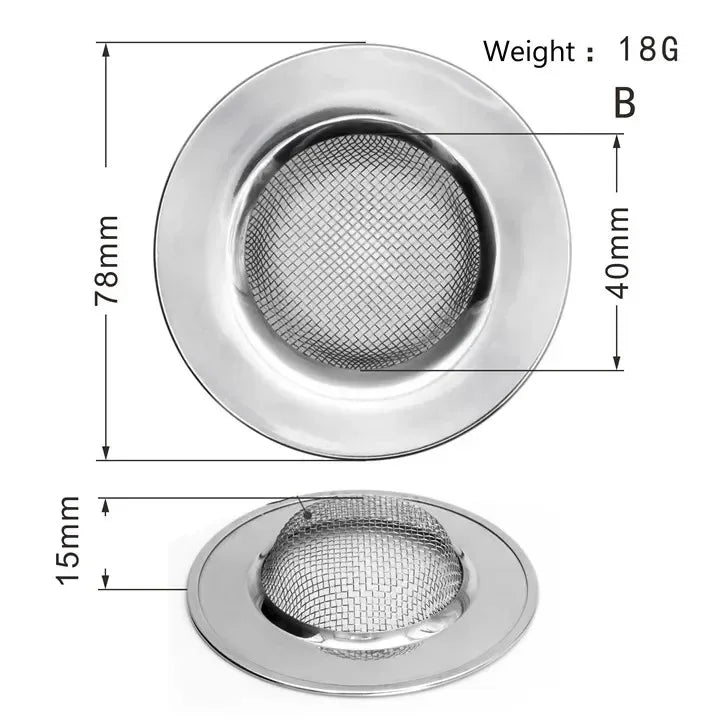 Stainless Steel Sink Strainer | Kitchen & Bathroom Drain Filter Hair Catcher