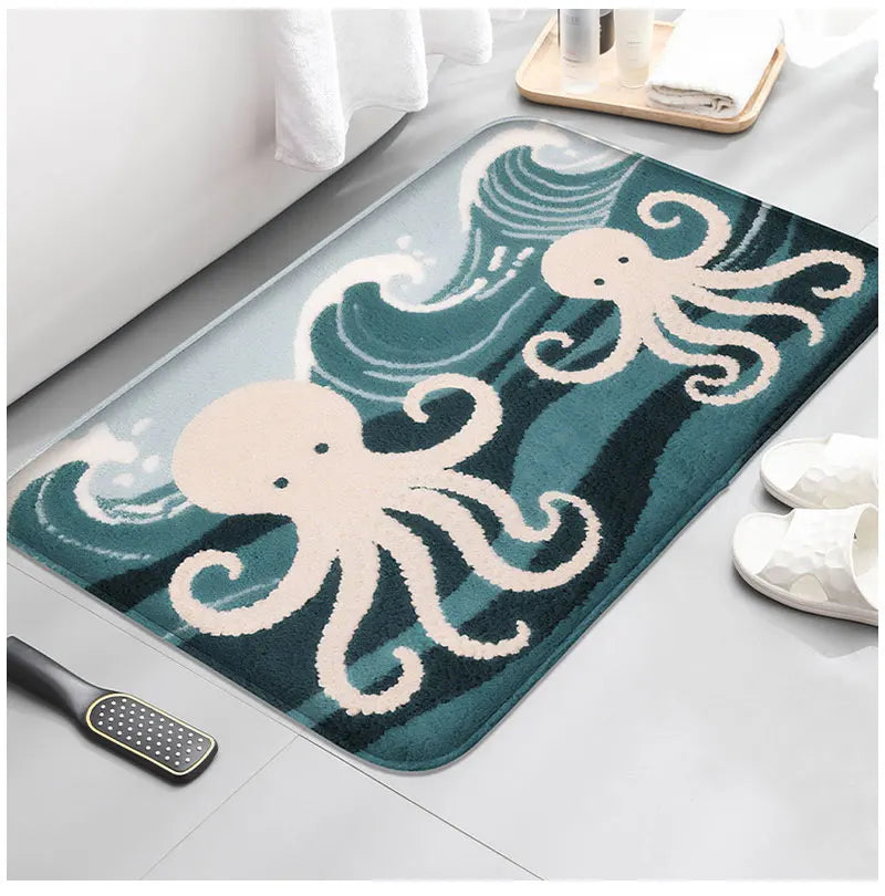 Ocean-Themed Absorbent Bath Mat