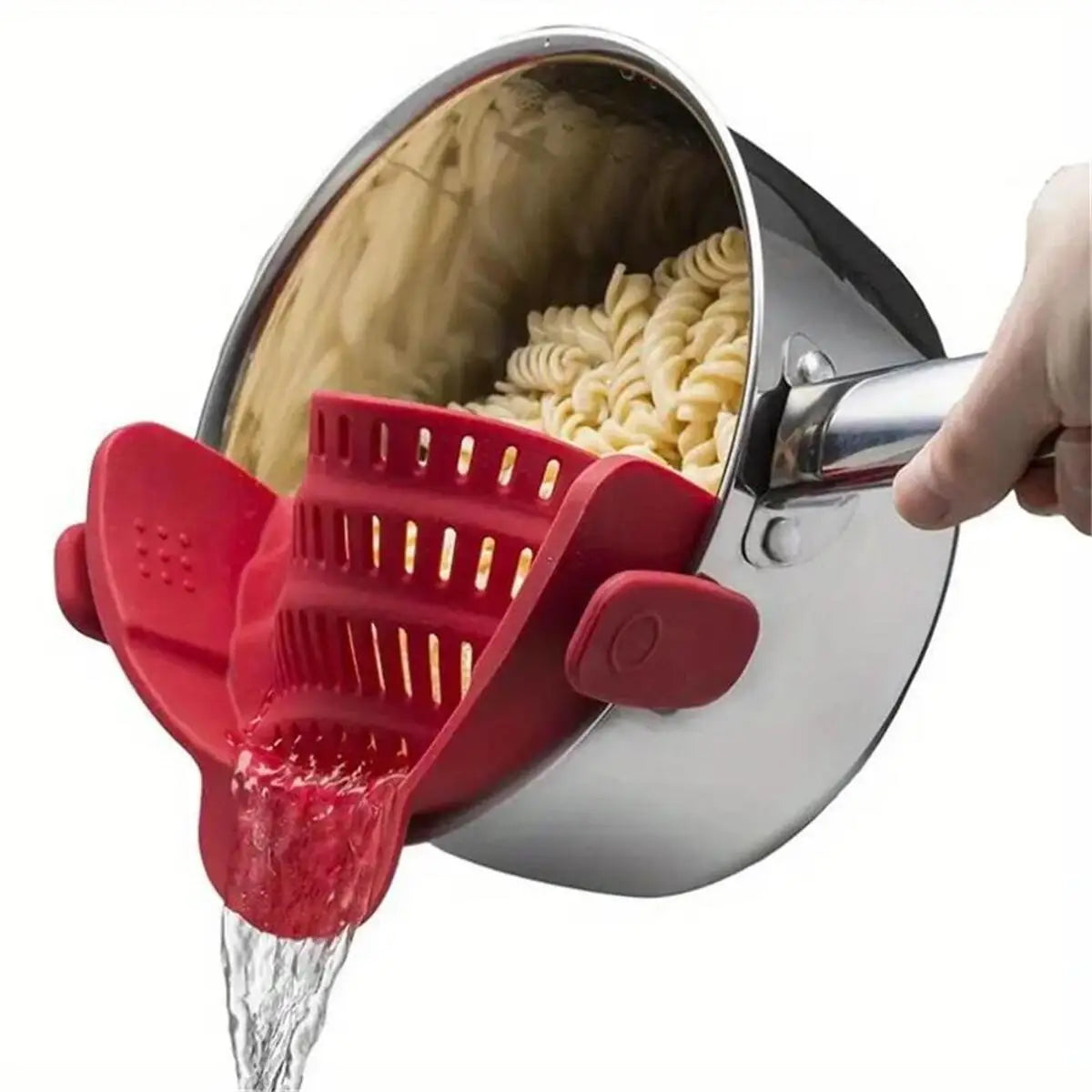 Universal Clip-On Silicone Pot Strainer - Hands-Free Pasta & Vegetable Drainer