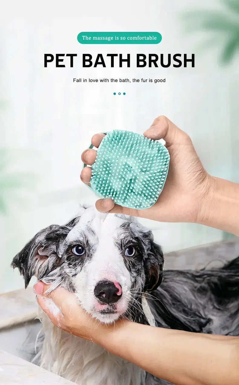Silicone Pet Bath & Massage Brush – Dog & Cat Bath Scrubber