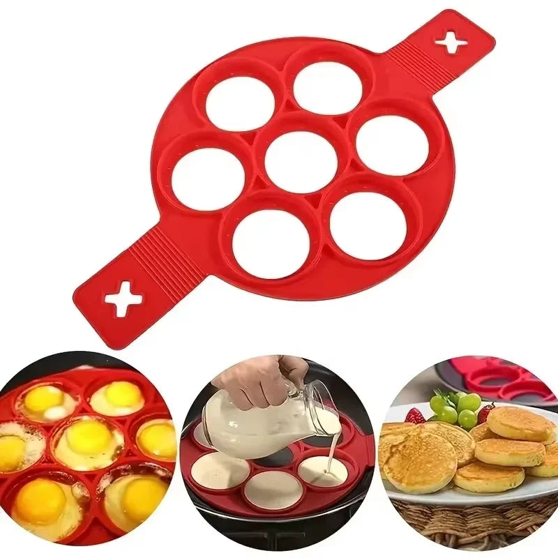 7-Hole Silicone Egg & Pancake Mould – Non-Stick Breakfast Maker