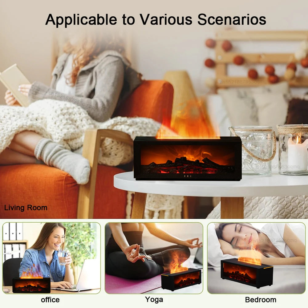 Flame Aroma Humidifier – Essential Oil Diffuser with LED Lights & Remote Control