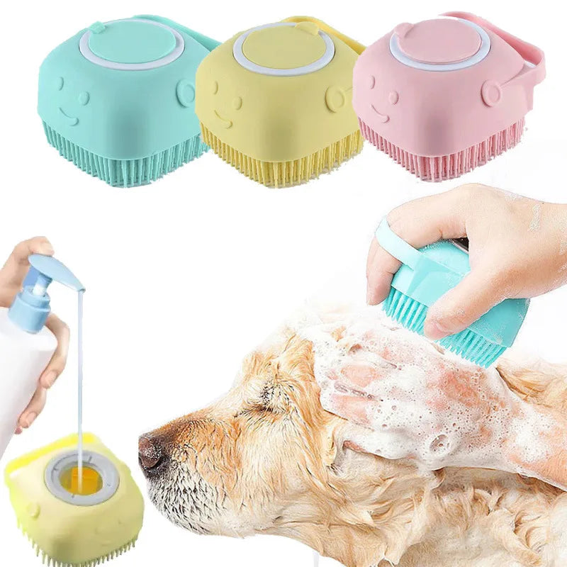 Silicone Pet Bath & Massage Brush – Dog & Cat Bath Scrubber