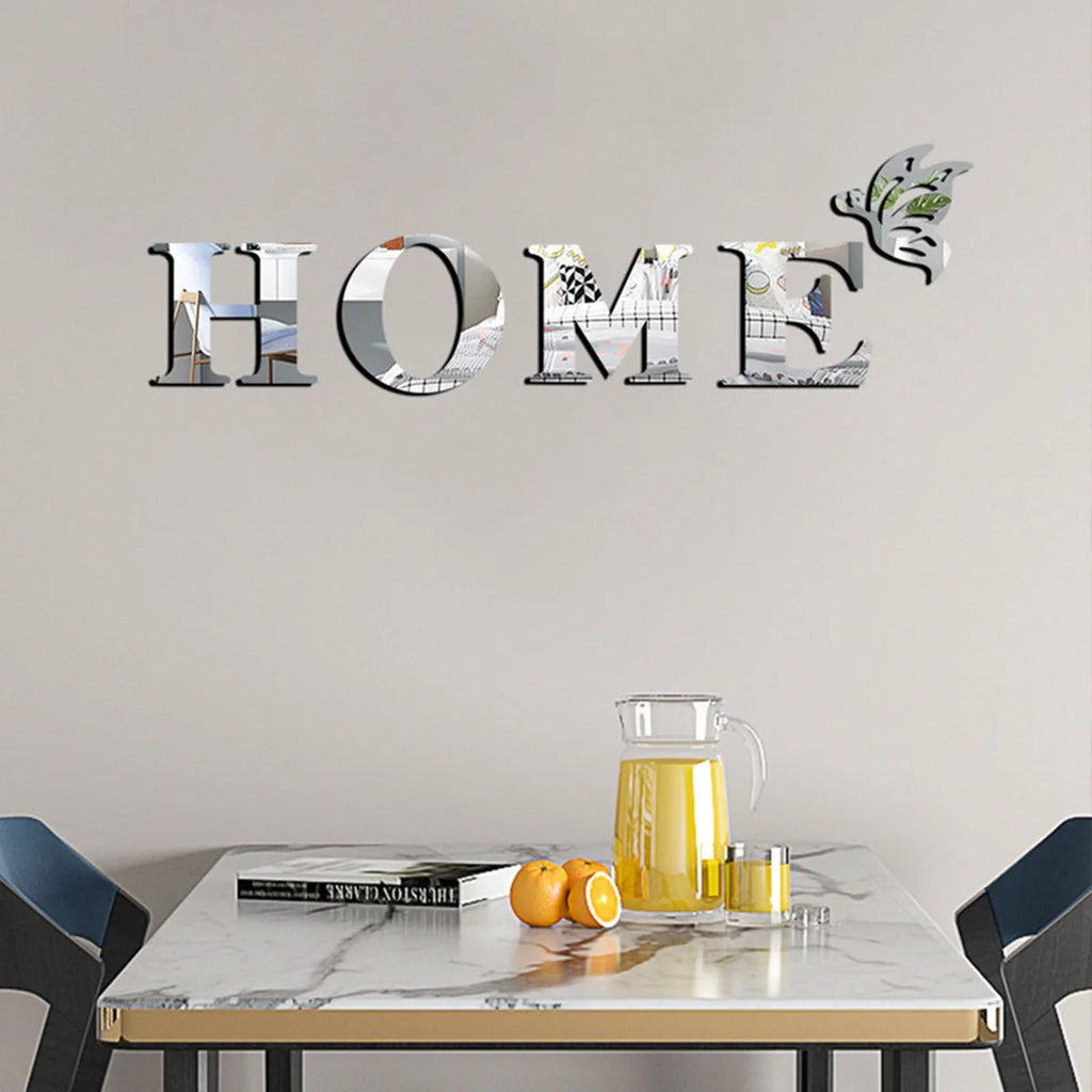 3D Mirror Wall Letters & Butterfly Home Decor