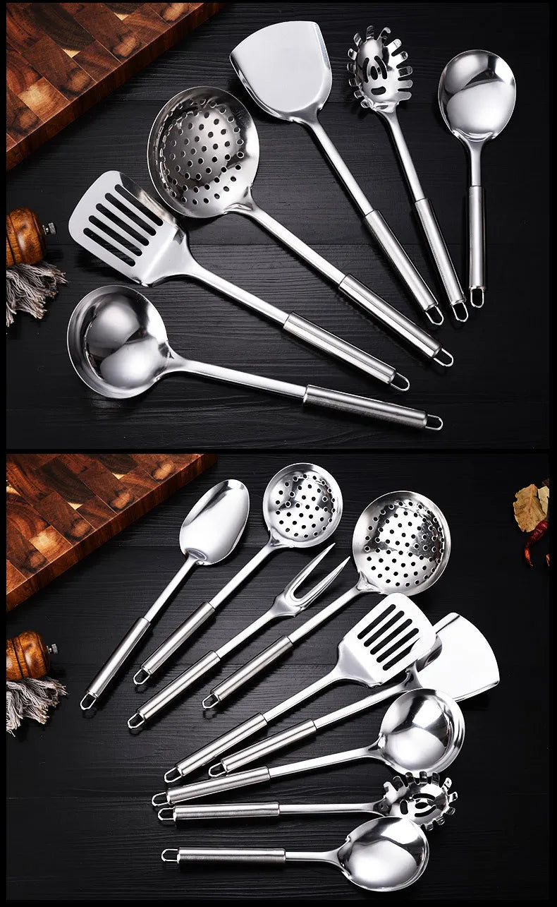 9-Piece Stainless Steel Kitchen Utensil Set – Multi-Purpose Cooking Tools