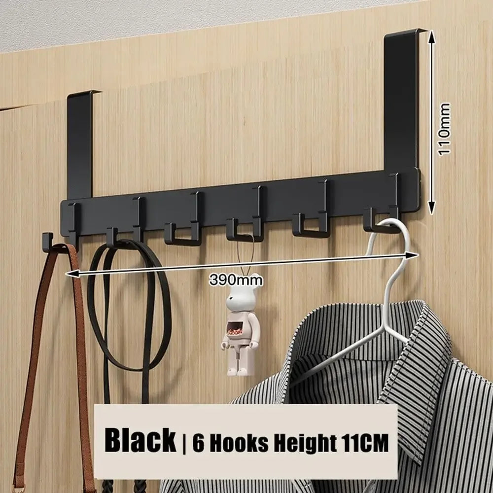 6-Hook Over Door Hanger Rack – Space-Saving Coat, Towel & Bag Organizer