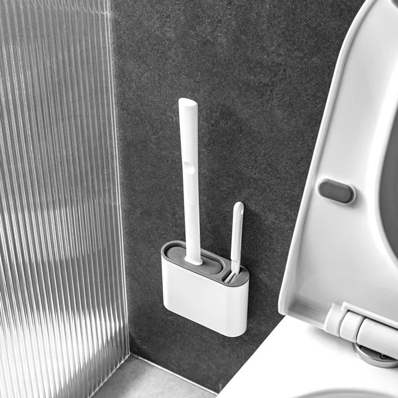 Silicone Toilet Brush with Flexible Head – Wall Mounted Bathroom Cleaner