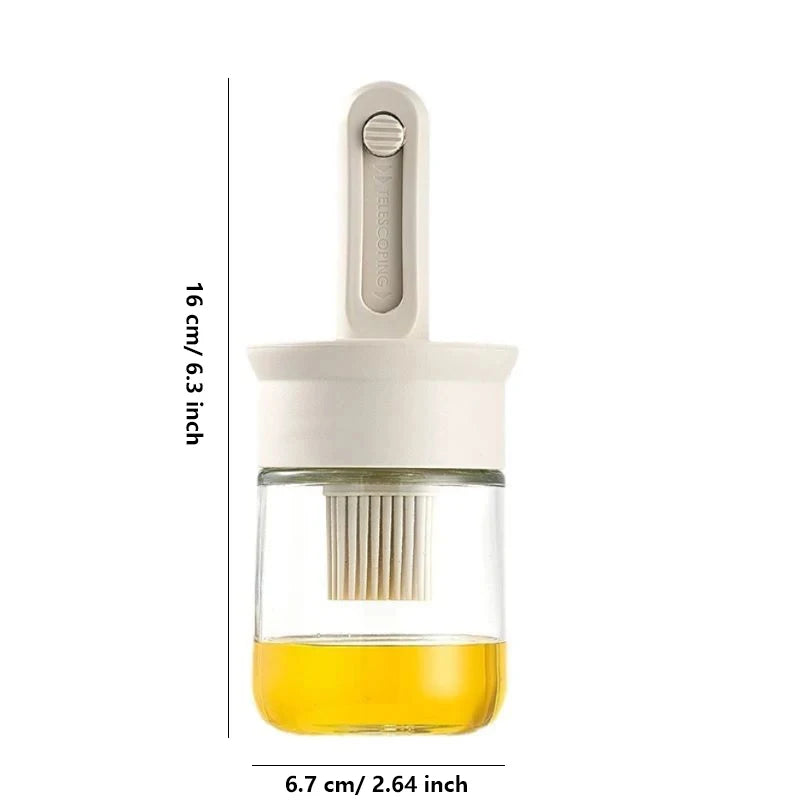 1pc Oil Dispenser Bottle with Silicone Brush – Refillable Cooking & BBQ Basting Bottle
