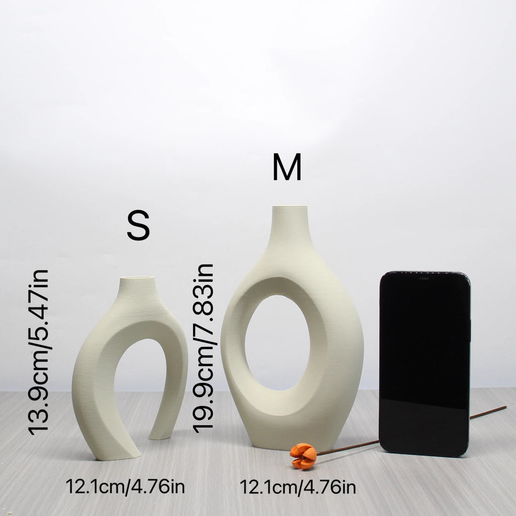 Boho Hollow Ceramic Style Vase Set | Modern Decorative Vases for Home Decor