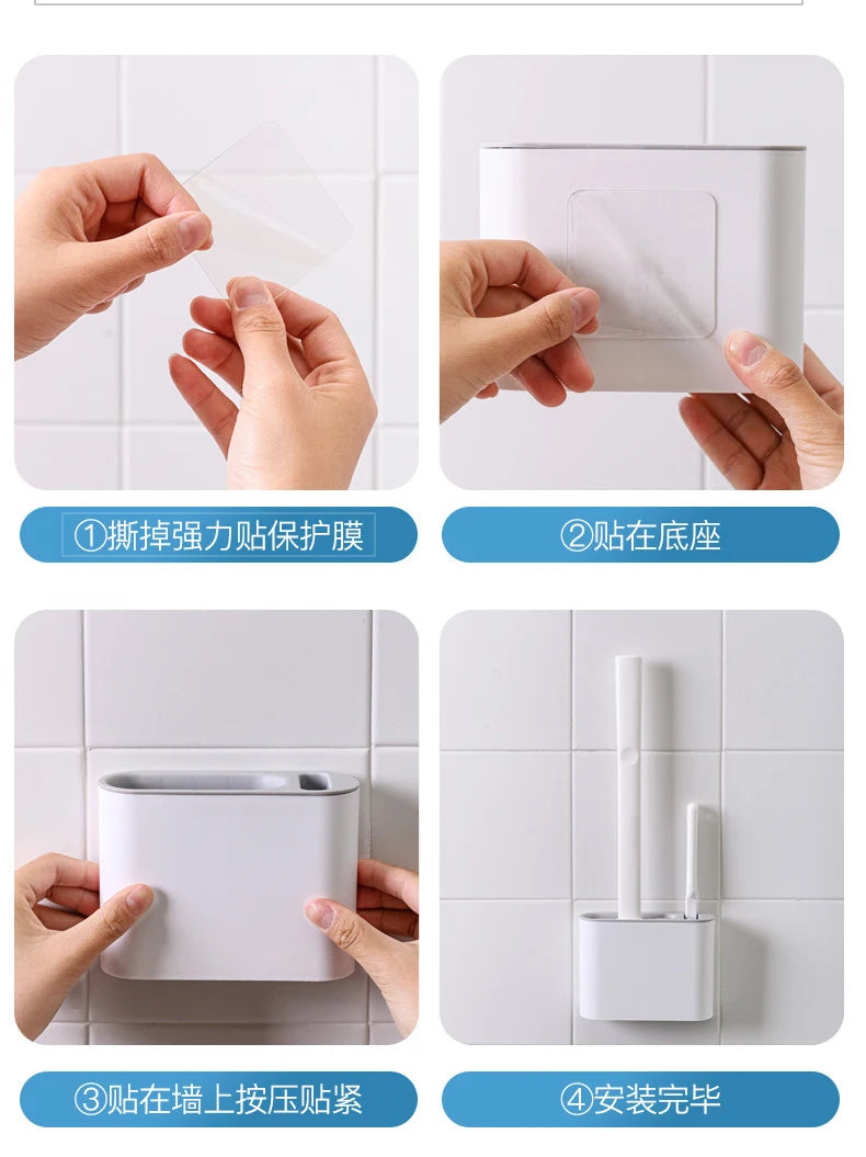 Silicone Toilet Brush with Flexible Head – Wall Mounted Bathroom Cleaner