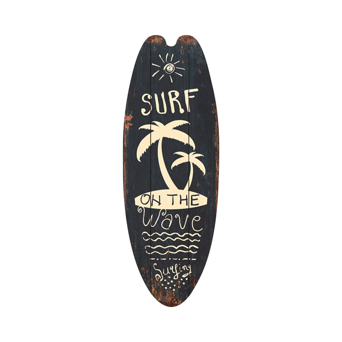 Vintage Wooden Surfboard Wall Decor | Beach Style Hanging Sign