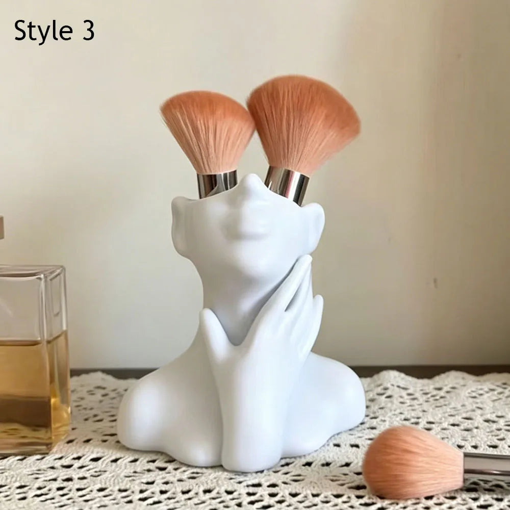 Modern Face Makeup Brush Holder – Decorative Vanity Organiser & Flower Vase