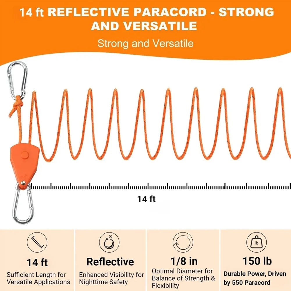 6PCS Camping Tie Down Ropes – Adjustable Tent & Outdoor Gear Straps with Hooks
