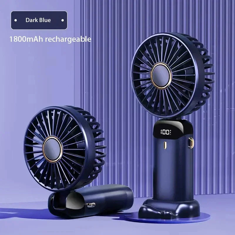 Portable Handheld Mini Fan with Neck Strap, Phone Stand & LED Display