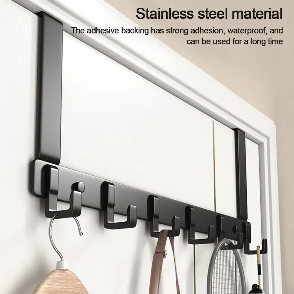 6-Hook Over Door Hanger Rack – Space-Saving Coat, Towel & Bag Organizer