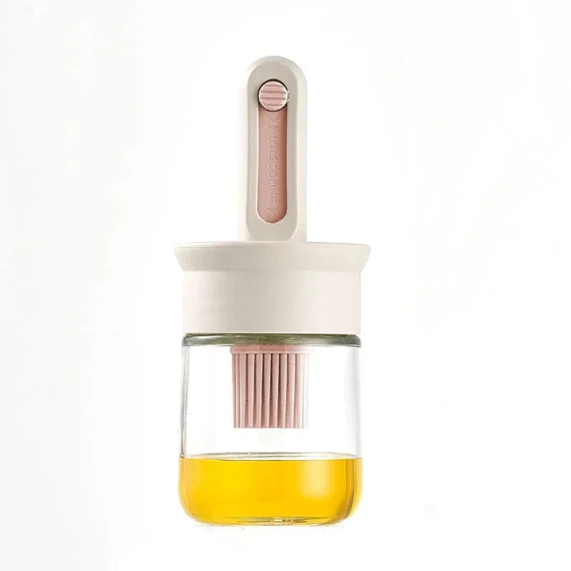 1pc Oil Dispenser Bottle with Silicone Brush – Refillable Cooking & BBQ Basting Bottle