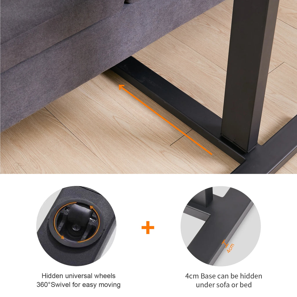 Adjustable Overbed Table with Wheels | Mobile Laptop Desk for Bed, Sofa & Home Office