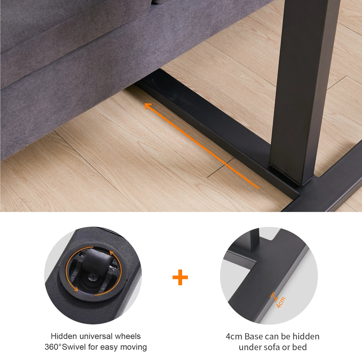 Adjustable Overbed Table with Wheels | Mobile Laptop Desk for Bed, Sofa & Home Office