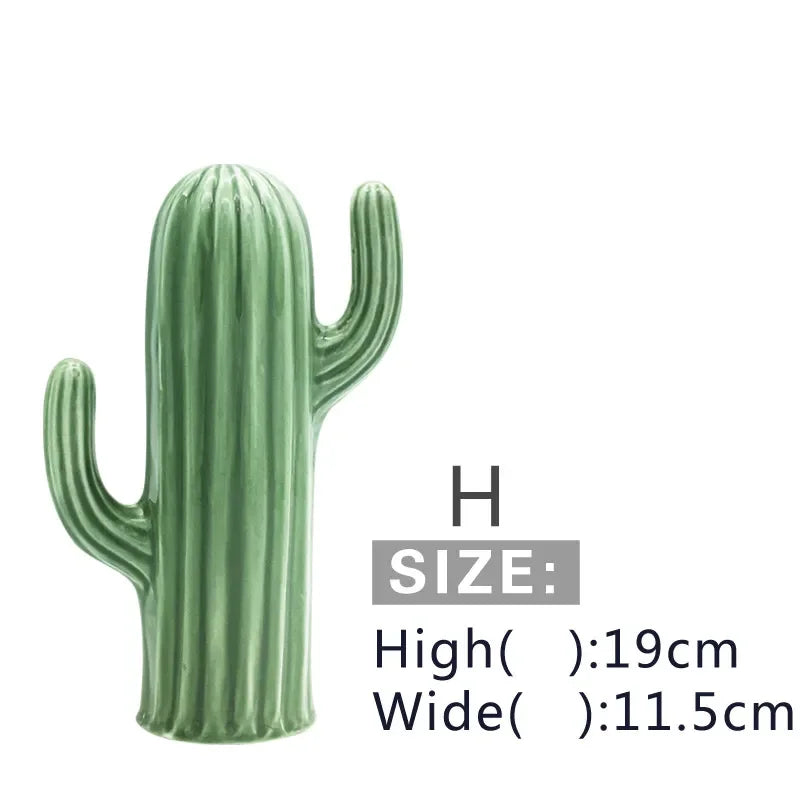 Ceramic Cactus Ornaments – Modern Home Decor Figurines