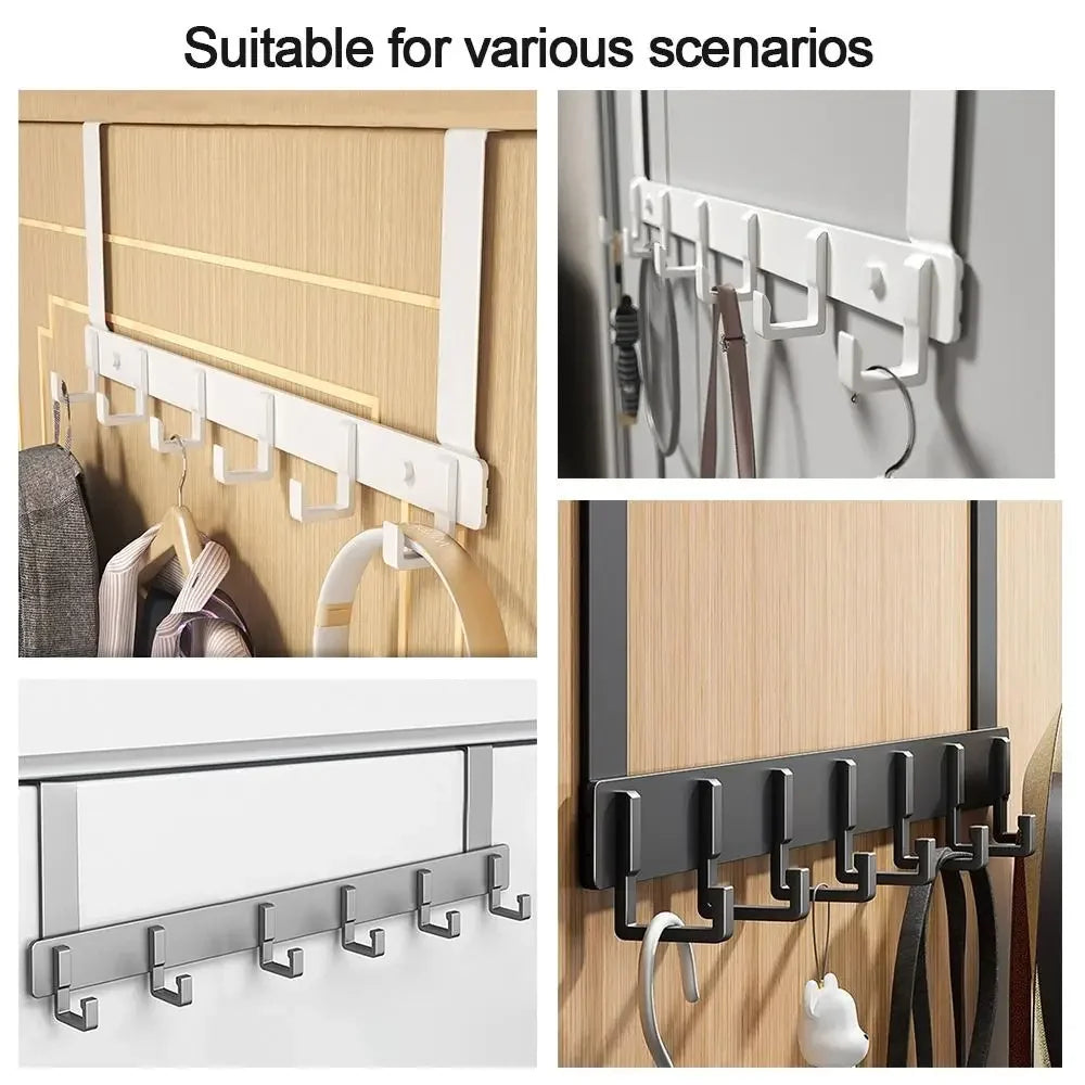 6-Hook Over Door Hanger Rack – Space-Saving Coat, Towel & Bag Organizer