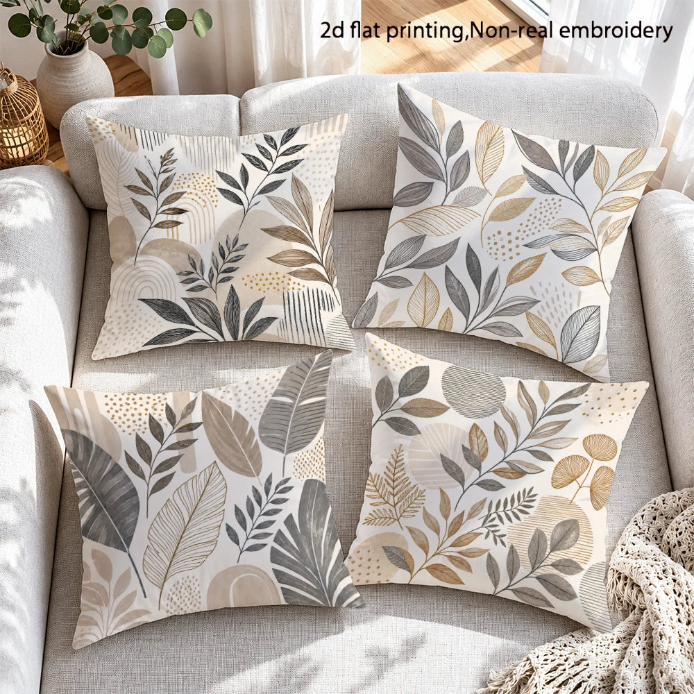 4PCS Decorative Throw Pillow Cover Set – Soft Polyester Cushion Covers with Hidden Zipper (Covers Only)