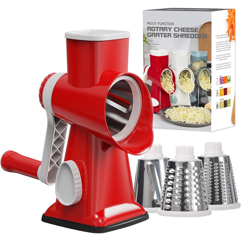 3 in 1 Rotary Cheese Grater Ve3-in-1 Rotary Cheese Grater & Vegetable Slicer