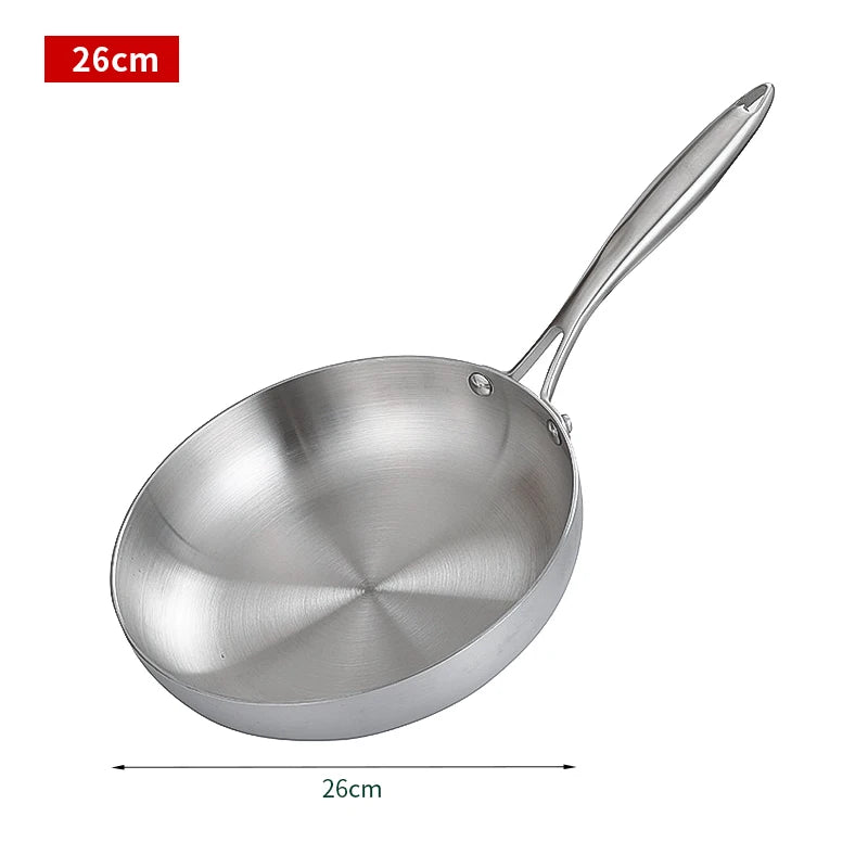 304 Stainless Steel Frying Pan – Non-Stick Skillet for Gas & Induction Cooktops