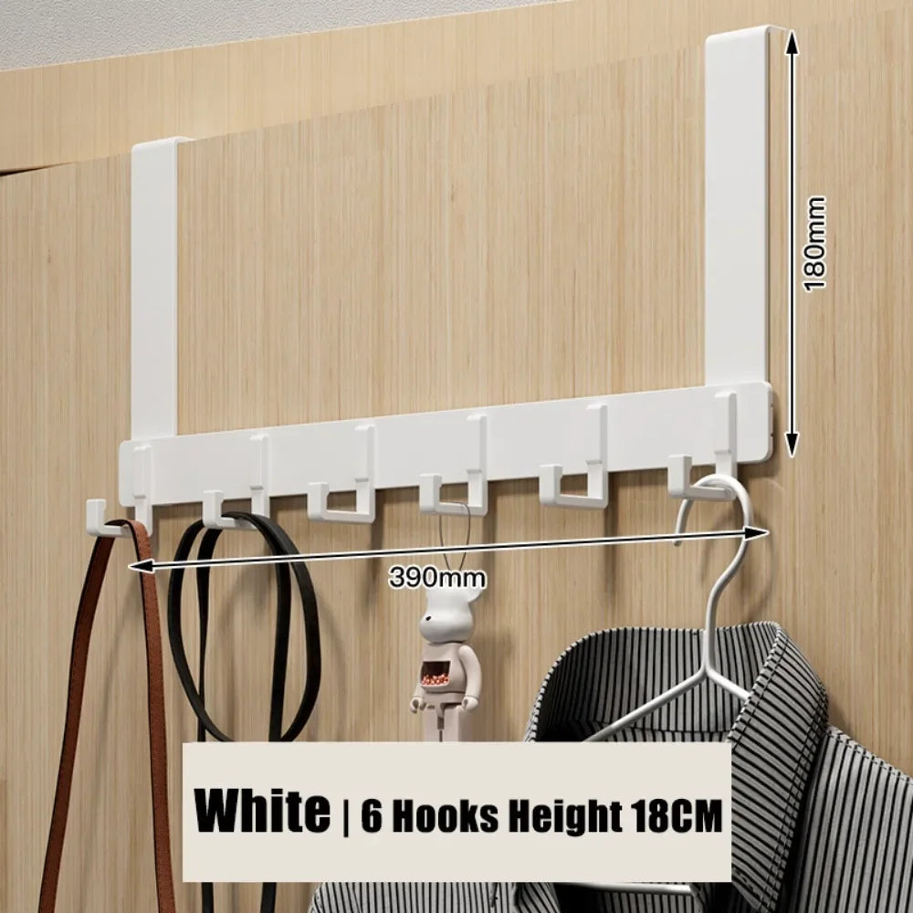 6-Hook Over Door Hanger Rack – Space-Saving Coat, Towel & Bag Organizer