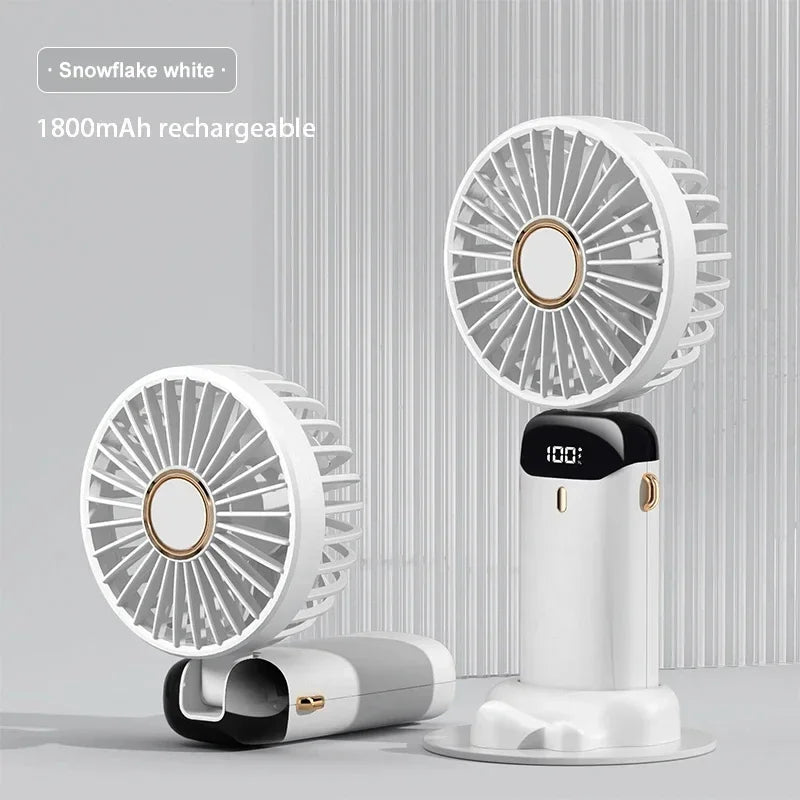Portable Handheld Mini Fan with Neck Strap, Phone Stand & LED Display