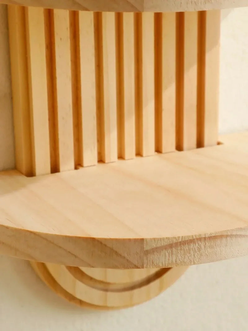 Boho Wooden Arch Wall Shelf – Natural Wood Floating Storage