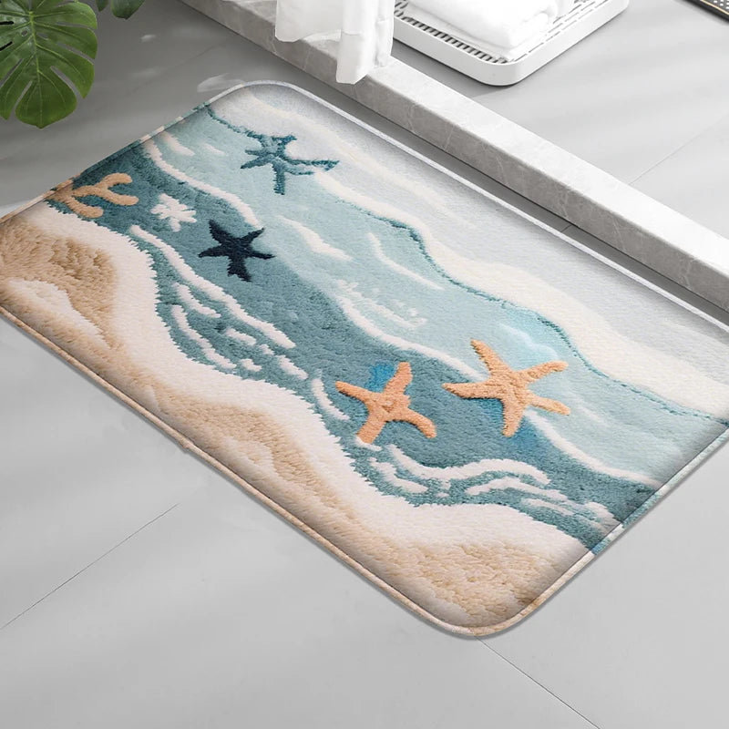 Ocean-Themed Absorbent Bath Mat