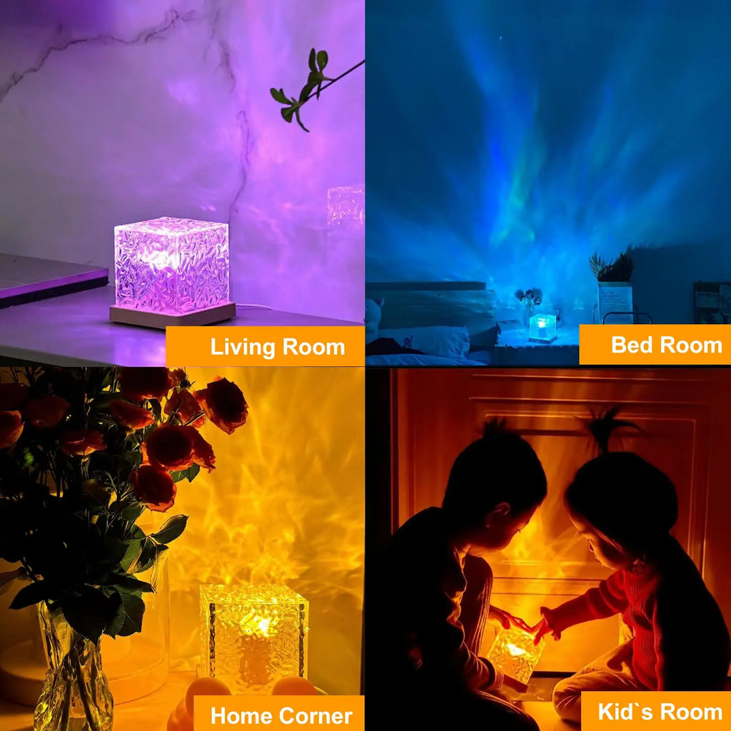 Ocean Wave Aurora Projector Lamp - 16 Colour RGB Water Ripple Night Light with Remote
