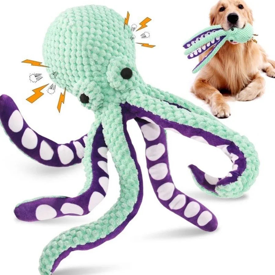 Plush Octopus Dog Toy – Interactive Squeaky Chew Toy for Puppies & Dogs