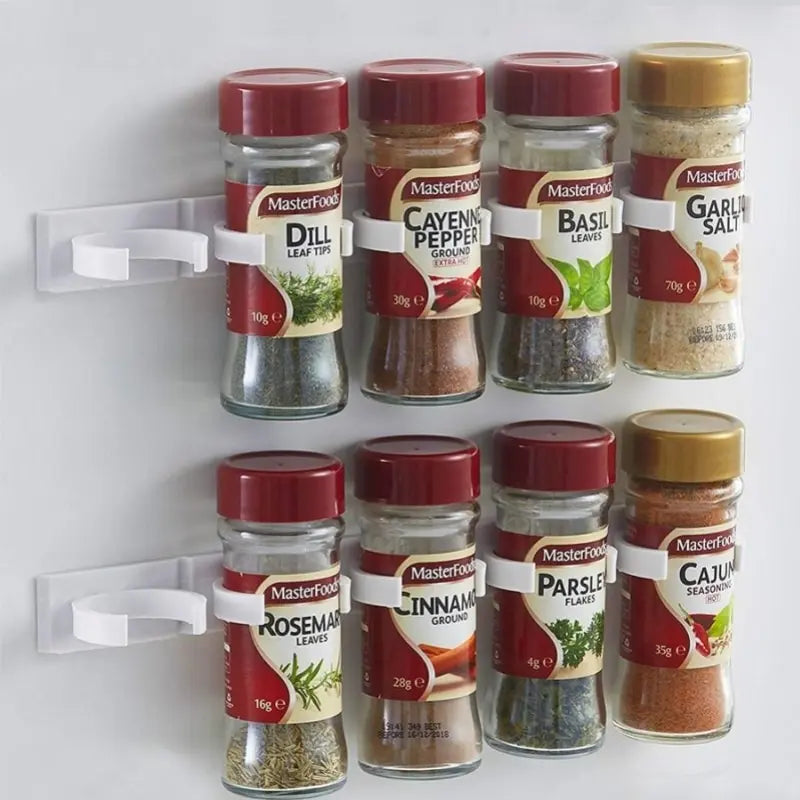 2-Piece Wall-Mounted Kitchen Spice Rack – Adhesive Seasoning & Jar Holder