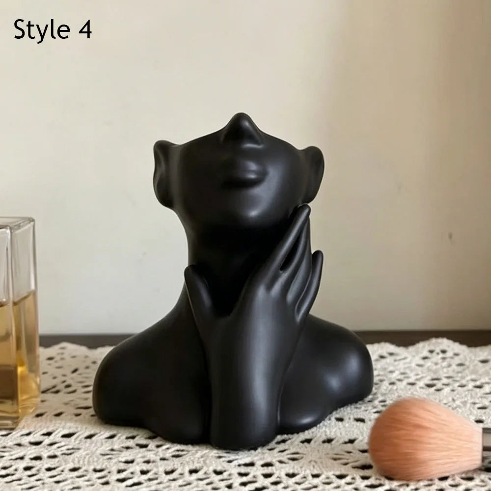 Modern Face Makeup Brush Holder – Decorative Vanity Organiser & Flower Vase