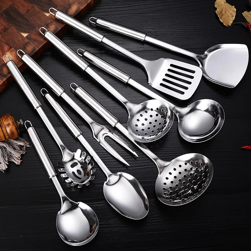 9-Piece Stainless Steel Kitchen Utensil Set – Multi-Purpose Cooking Tools