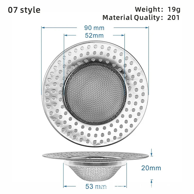 Stainless Steel Sink Strainer | Kitchen & Bathroom Drain Filter Hair Catcher