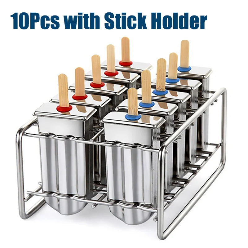 Premium Stainless Steel Popsicle Mould Set | Reusable Ice Block & Ice Cream Maker