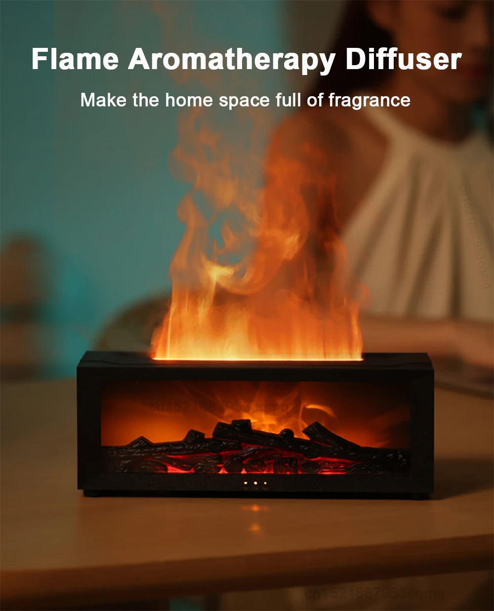 Flame Aroma Humidifier – Essential Oil Diffuser with LED Lights & Remote Control