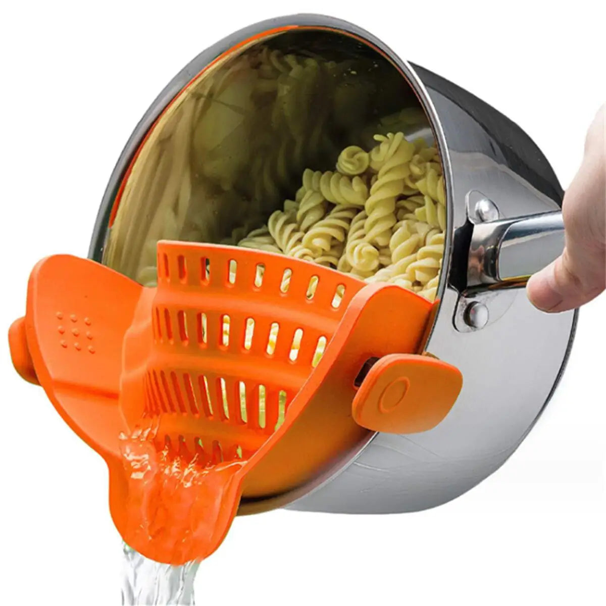 Universal Clip-On Silicone Pot Strainer - Hands-Free Pasta & Vegetable Drainer