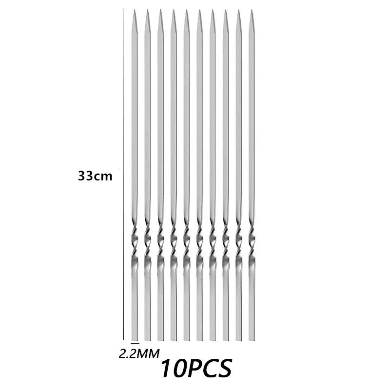 Stainless Steel BBQ Skewers – Reusable Kebab Sticks for Camping, BBQs & Outdoor Cooking