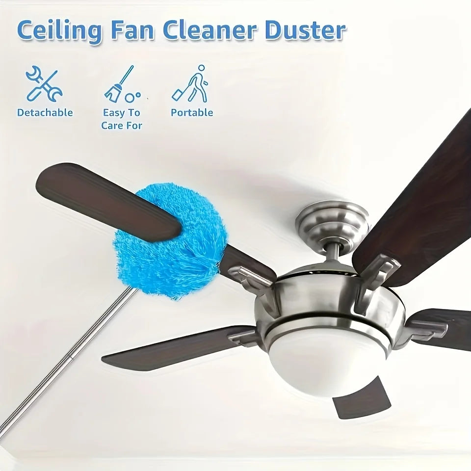 Reusable Microfiber Ceiling Fan Duster – Extendable Cleaning Brush